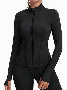RAPBIN Women’s Slim Fit Full‑Zip Athletic Jacket – Black – Size Medium